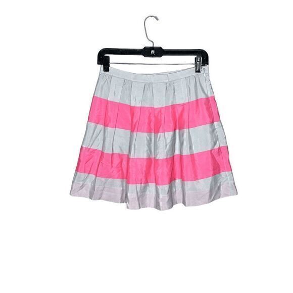 J. Crew Womens Pink Gray Striped Skater Mini Skirt Size 0 - Picture 1 of 6